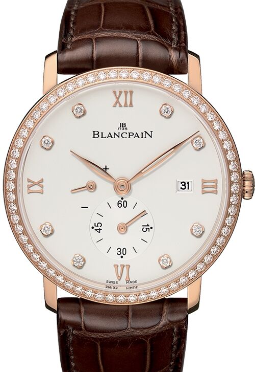 Blancpain Villeret Ultraplate Red Gold Opaline Diamond Dial & Bezel Alligator Leather Strap 6606 2987 55B