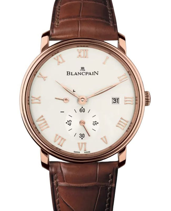 Blancpain Villeret Ultraplate Red Gold 40mm Opaline Dial Leather Strap 6606 3642 55B