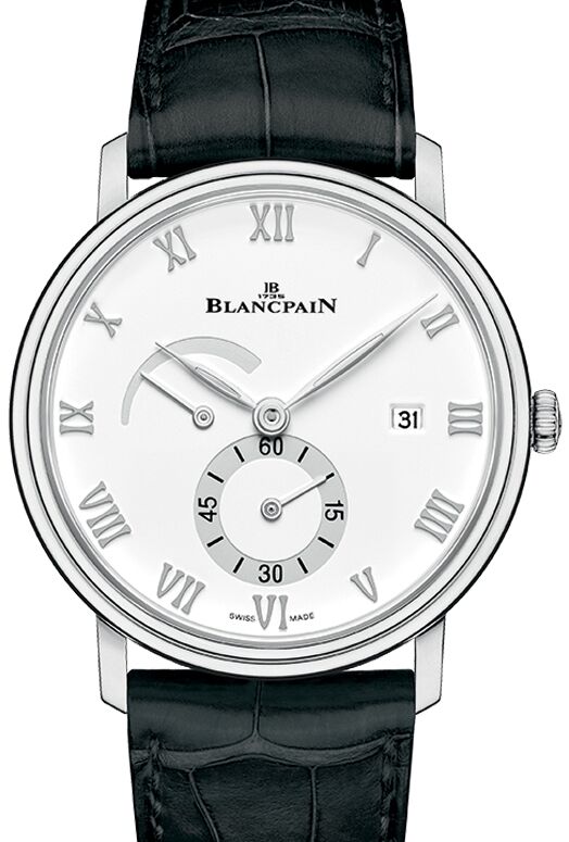 Blancpain Villeret Ultraplate Steel White Dial Alligator Leather Strap 6606A 1127 55B