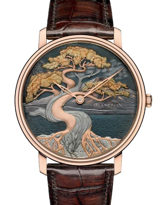 Blancpain Métiers D'Art Shakudō Red Gold 45mm Grey Dial Leather Strap 6615 3616 55B
