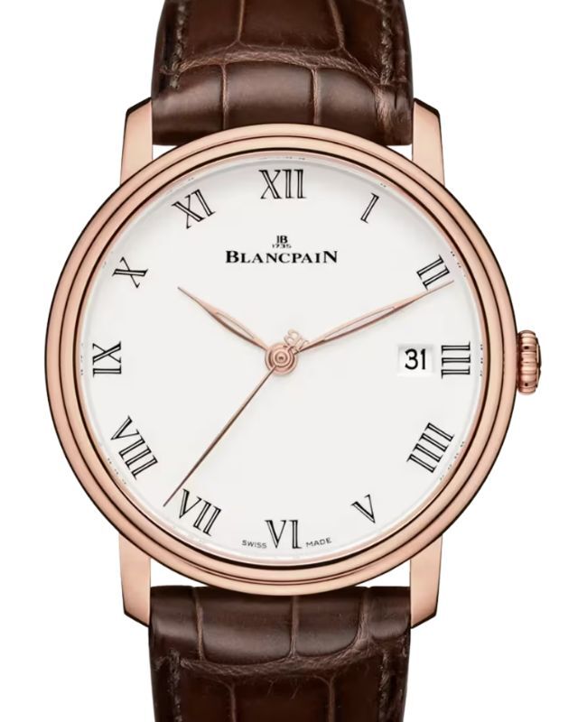 Blancpain Villeret 8 Jours Red Gold White Dial 42mm Alligator Leather Strap 6630 3631 55B