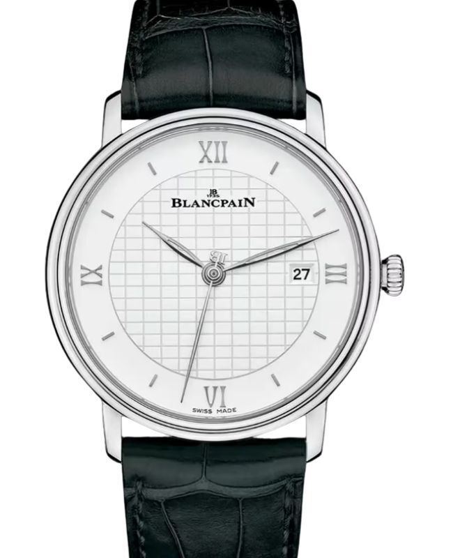 Blancpain Villeret Ultraplate Steel 40mm Silver Dial Leather Strap 6651 1143 55B