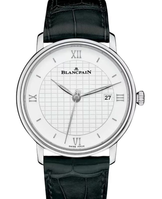 Blancpain Villeret Ultraplate Steel 40mm Silver Dial Leather Strap 6651 1143 55B