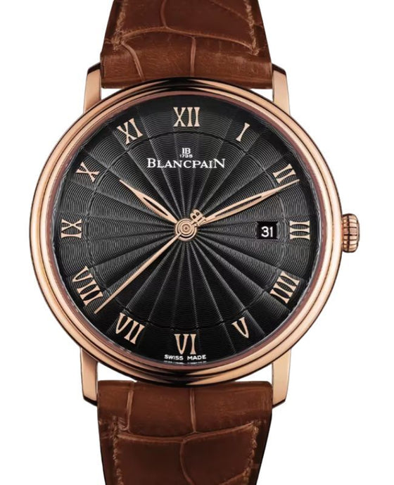 Blancpain Villeret Ultraplate Red Gold 40mm Black Dial Leather Strap 6651 3630 55B