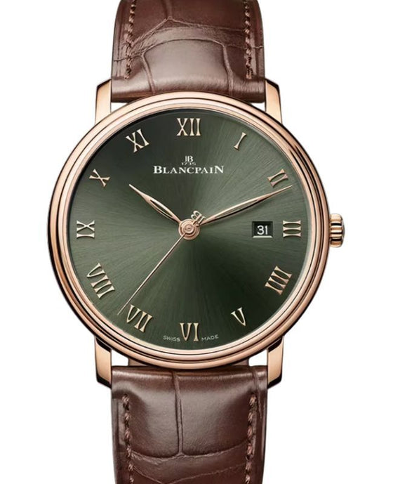 Blancpain Villeret Extraplate Red Gold 40mm Sunburst Green Dial 6651 3653 55B