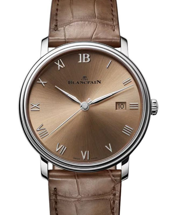 Blancpain Villeret Extraplate Steel 40mm Brown Gold Dial 6651N 1146 55B