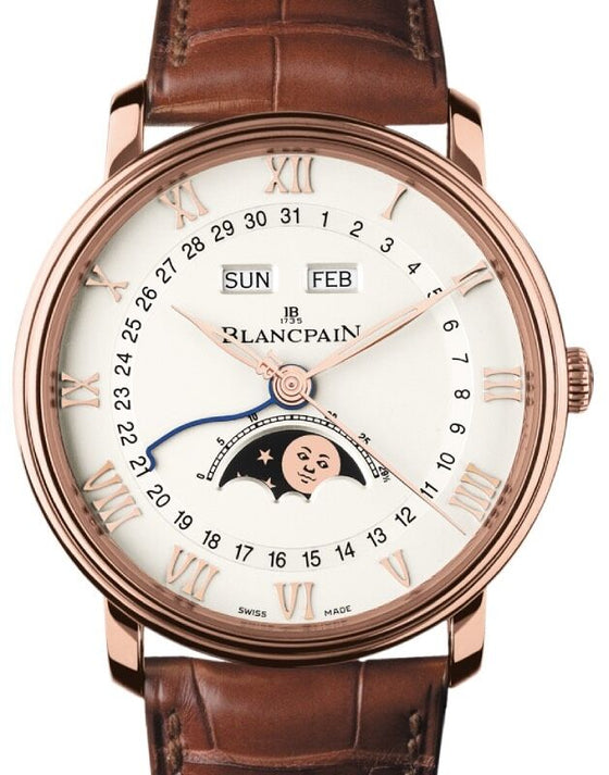 Blancpain Villeret Quantième Complet Red Gold 40mm White Dial 6654 3642 55B
