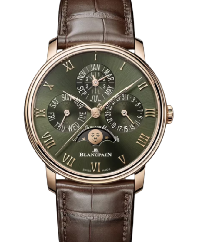 Blancpain Villeret Quantième Perpétuel Red Gold 40.3mm Sunburst Green Dial 6656 3653 55B