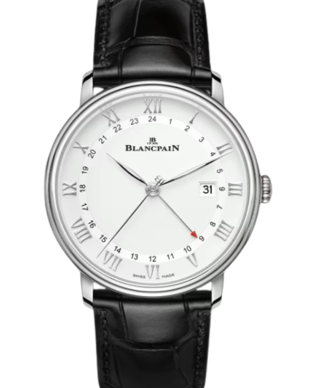 Blancpain Villeret GMT Date Steel 40.5mm White Dial 6662 1127 55B