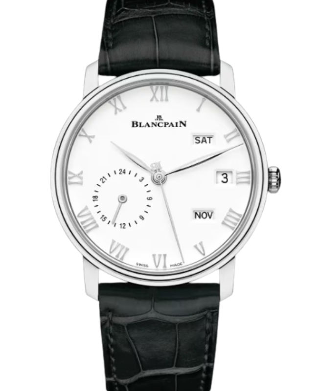 Blancpain Villeret Quantième Annuel GMT Steel 40mm White Dial 6670 1127 55B