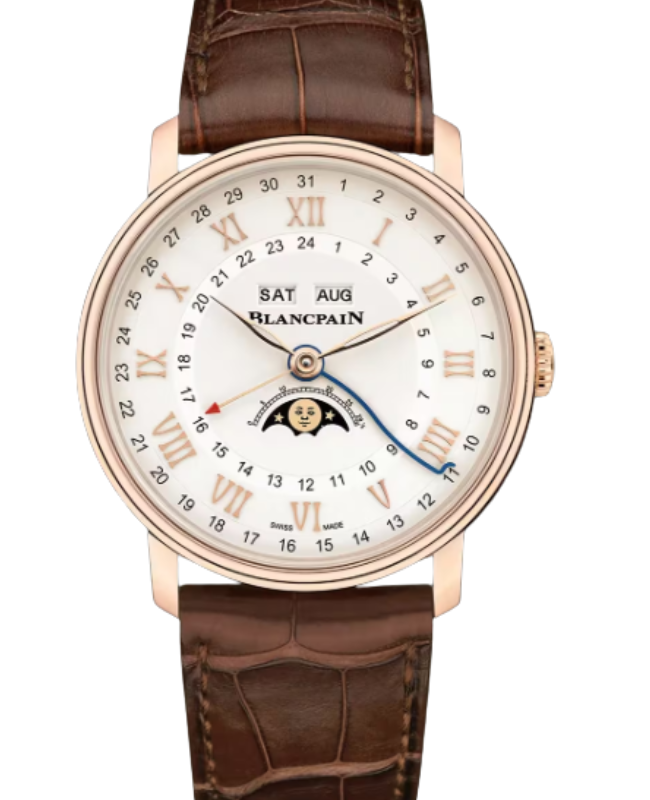 Blancpain Villeret Quantième Complet Phases de Lune GMT Red Gold 40.5mm Opaline Dial 6676 3642 55B