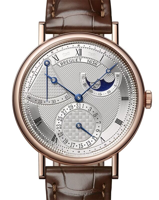 Breguet Classique Phase de Lune 7137 Rose Gold 39mm/Leather Silvery Dial 7137BR/15/9VU