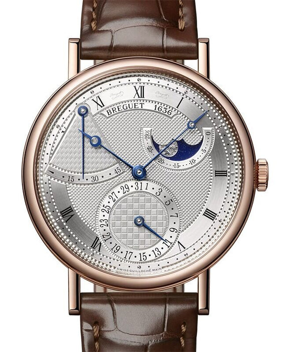 Breguet Classique Phase de Lune 7137 Rose Gold 39mm/Leather Silvery Dial 7137BR/15/9VU