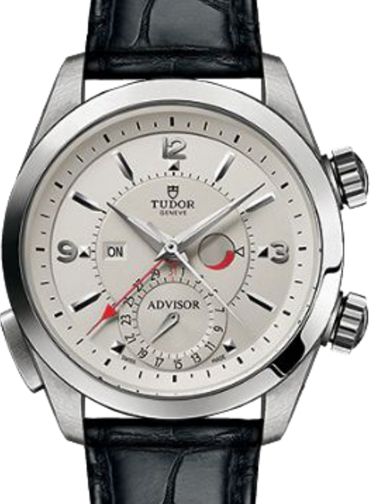 Tudor Heritage Advisor 79620T Silver Arabic & Index Titanium & Stainless Steel Leather Bracelet 42mm