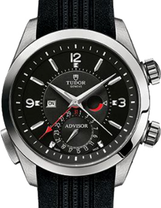 Tudor Heritage Advisor 79620TN Black Arabic & Index Titanium & Stainless Steel Black Rubber 42mm