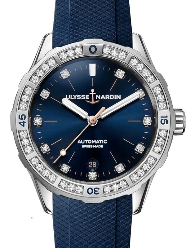 Ulysse Nardin Diver 39mm Steel Blue Diamond Dial & Bezel 8163-182B-3/13