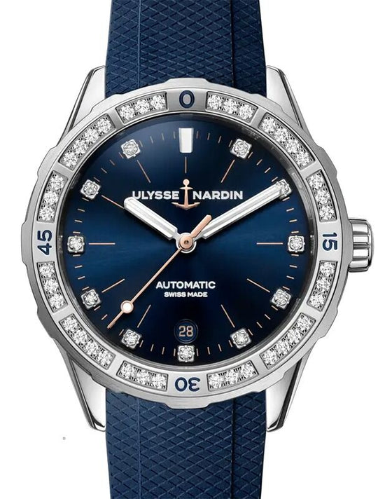Ulysse Nardin Diver 39mm Steel Blue Diamond Dial & Bezel 8163-182B-3/13