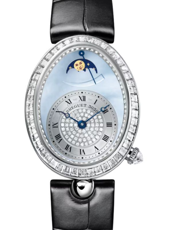 Breguet Reine de Naples Phase de Lune 8909 White Gold Diamond Blue Dial 8909BB/VD/964 D00D 3L