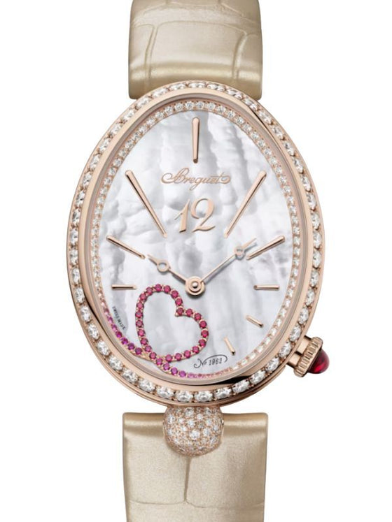 Breguet Reine de Naples 9915 18K Rose Gold Diamond White Mother of Pearl Dial 9915BR/58/964 D0