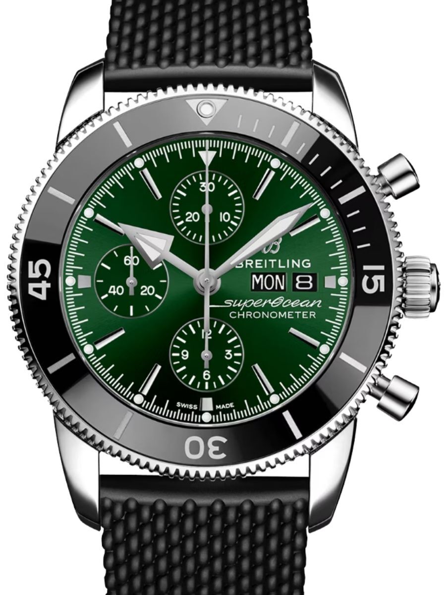 Breitling Superocean Heritage Chronograph 44 Stainless Steel Green Dial Rubber Strap A13313121L1S1
