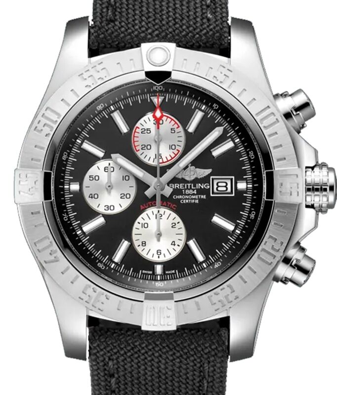 Breitling Super Avenger 2 Black Dial Stainless Steel Military Strap 48mm A1337111.BC29