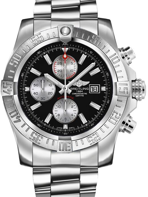 Breitling Super Avenger 2 Black Dial Stainless Steel Bezel & Bracelet 48mm A1337111.BC29