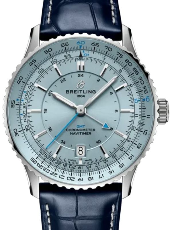 Breitling Navitimer Automatic GMT 41 Stainless Steel Blue Dial Leather Strap A32310171C1P1