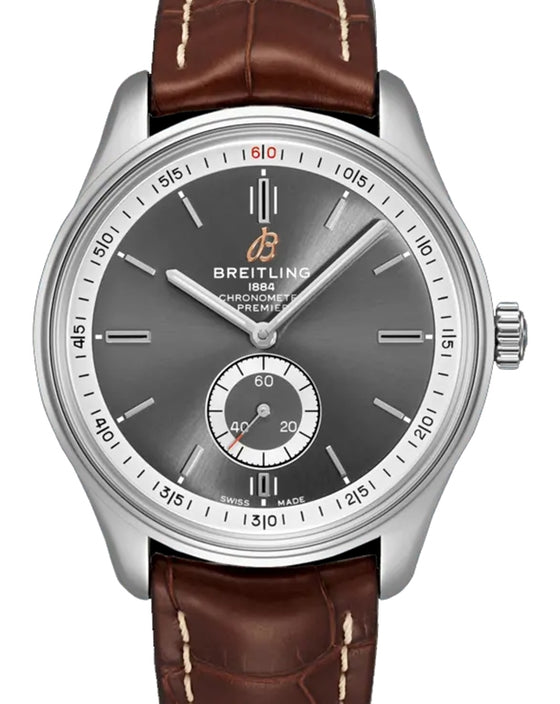 Breitling Premier Automatic 40 Anthracite Dial Stainless Steel Bezel Leather Strap A37340351.B1P1