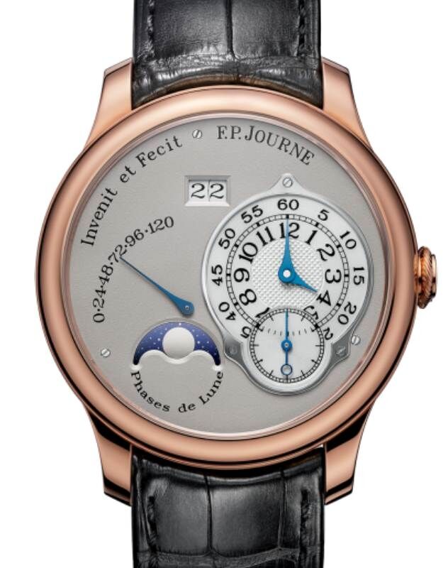 F.P.Journe Octa Lune Rose Gold 40mm Silver Dial Leather Strap
