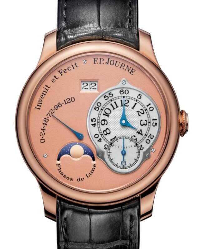 F.P.Journe Octa Lune Rose Gold 40mm Salmon Dial Leather Strap