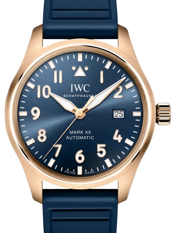 IWC Pilot's Watch Mark XX Le Petit Prince 5N Gold 40mm Blue Dial Rubber Strap IW328301