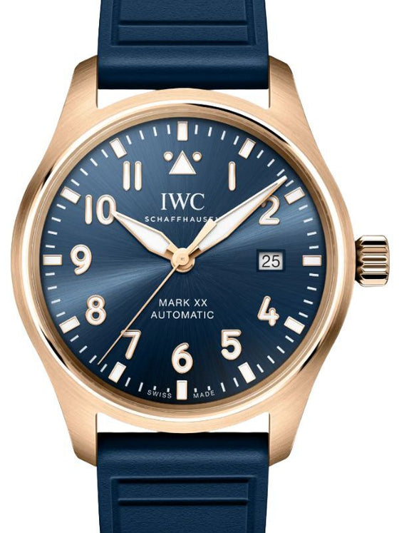 IWC Pilot's Watch Mark XX Le Petit Prince 5N Gold 40mm Blue Dial Rubber Strap IW328301