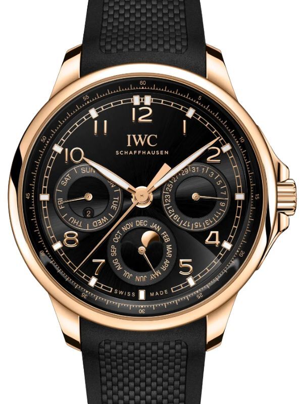 IWC Portugieser Yacht Club Perpetual Calendar Armor Gold 42mm Black Dial Rubber Strap IW344101