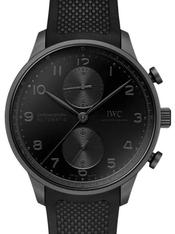 IWC Portugieser Chronograph Ceratanium 41mm Horizon Black Dial Rubber Strap IW371631