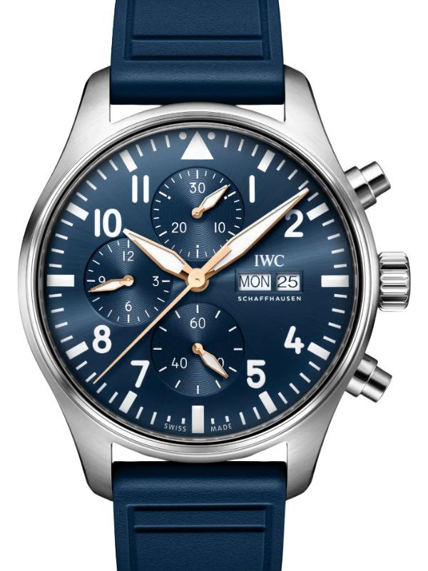 IWC Pilot's Watch Chronograph Le Petit Prince Steel 43mm Blue Dial Rubber Strap IW378011
