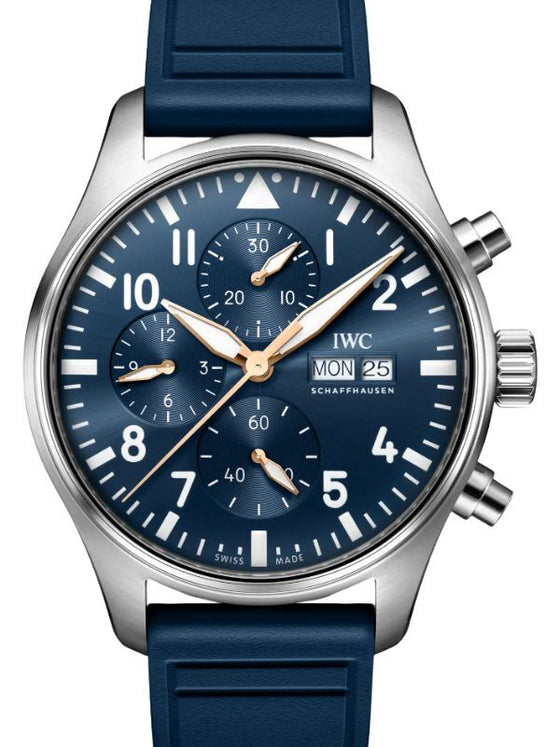 IWC Pilot's Watch Chronograph Le Petit Prince Steel 43mm Blue Dial Rubber Strap IW378011