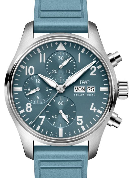 IWC Pilot's Watch Chronograph 41mm Stainless Steel Blue Dial Rubber Strap IW388117