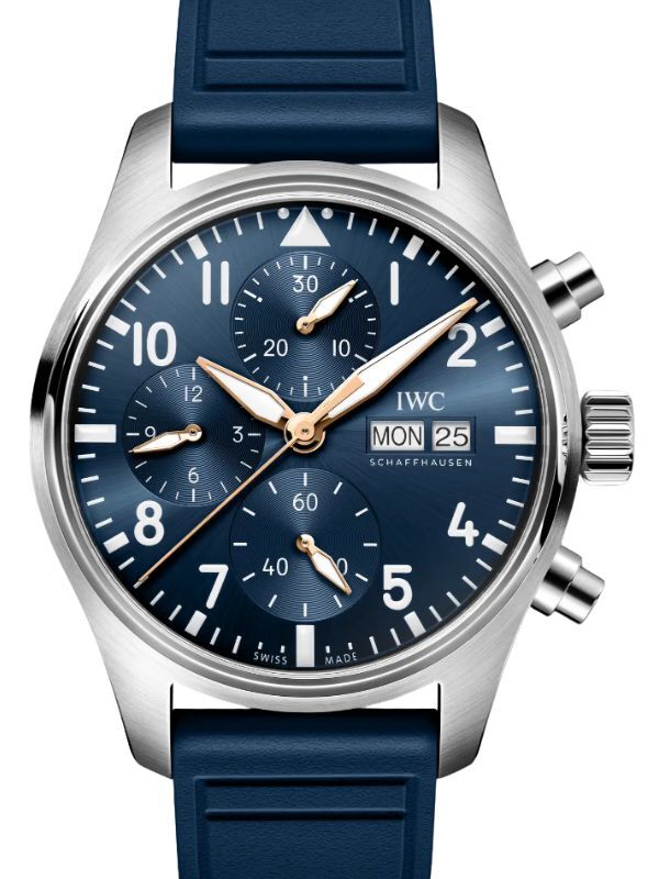 IWC Pilot's Watch Chronograph Le Petit Prince Steel 41mm Blue Dial Rubber Strap IW388120
