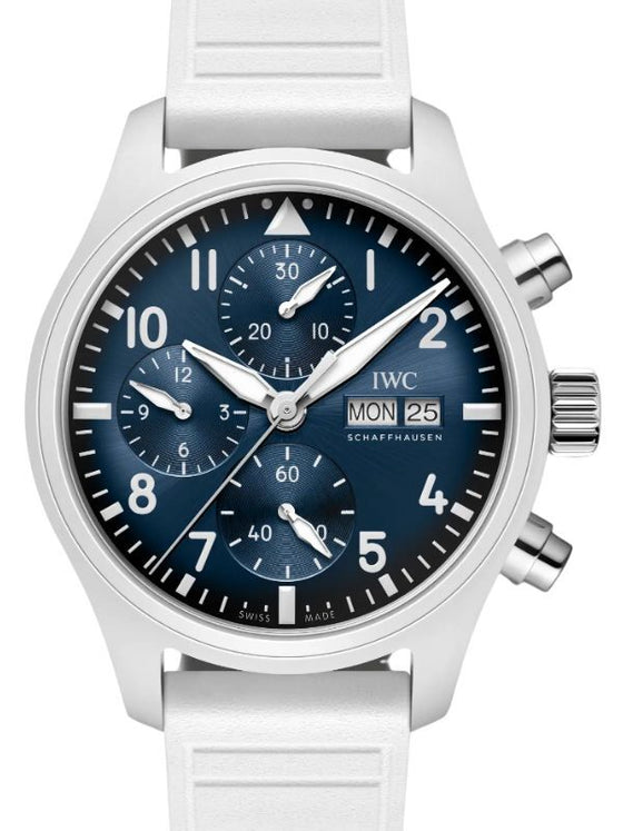 IWC Pilot's Watch Chronograph Le Petit Prince Ceramic 41mm Blue Dial Rubber Strap IW389410