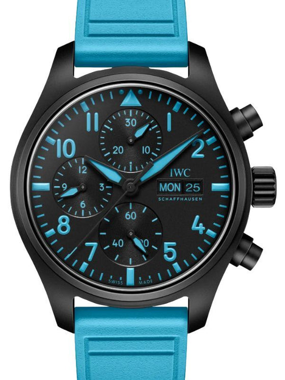 IWC Pilot's Watch Chronograph George Russell Ceramic 41mm Black Dial Rubber Strap IW389411