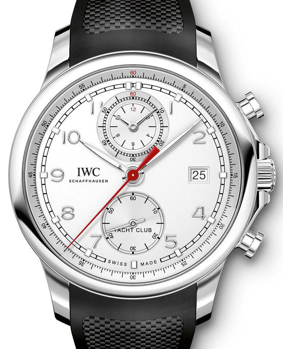 IWC Schaffhausen IW390502 Portugieser Yacht Club Chronograph Silver Plated Arabic Stainless Steel Black Rubber 43.5mm Automatic