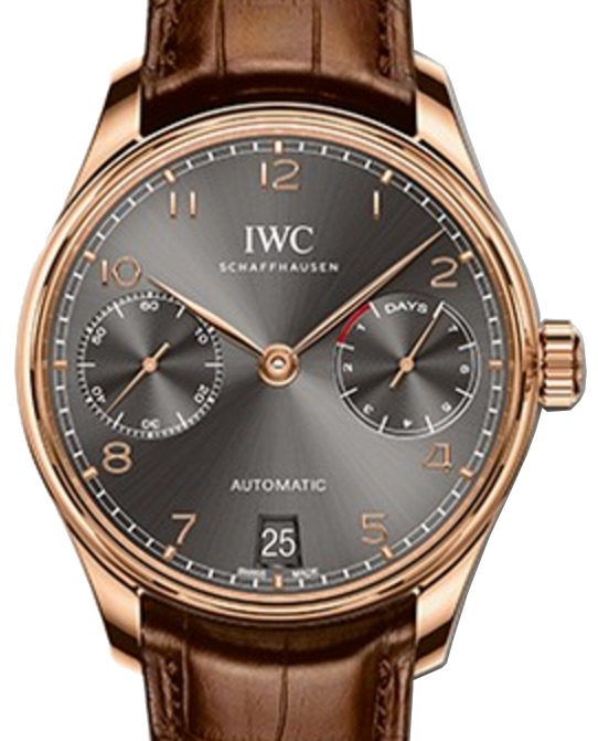 IWC Schaffhausen IW500702 Portugieser Automatic Ardoise Arabic Red Gold Brown Leather 42.3mm Automatic