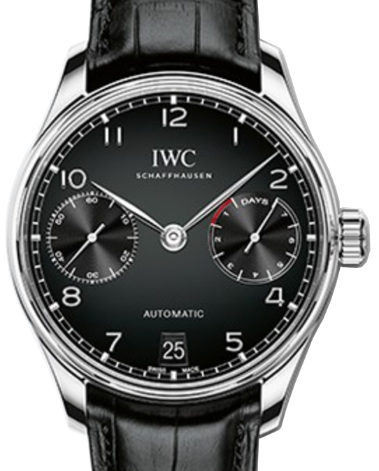 IWC Schaffhausen IW500703 Portugieser Automatic Black Arabic Stainless Steel Black Leather 42.3mm Automatic