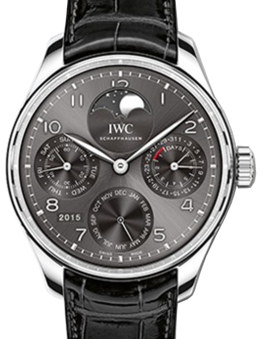 IWC Schaffhausen IW503301 Portugieser Perpetual Calendar Ardoise Arabic White Gold Black Leather 44.2mm Automatic