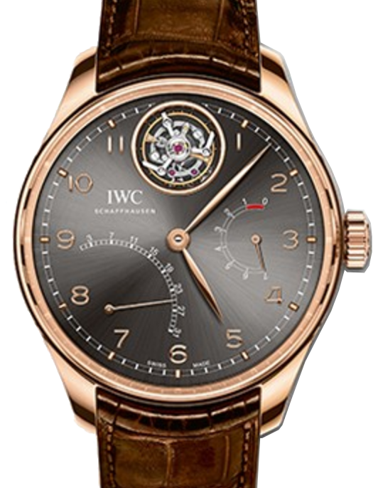 IWC Schaffhausen IW504602 Portugieser Tourbillon Myst?re R?trograde Ardoise Arabic Red Gold Brown Leather 44.2mm Manual