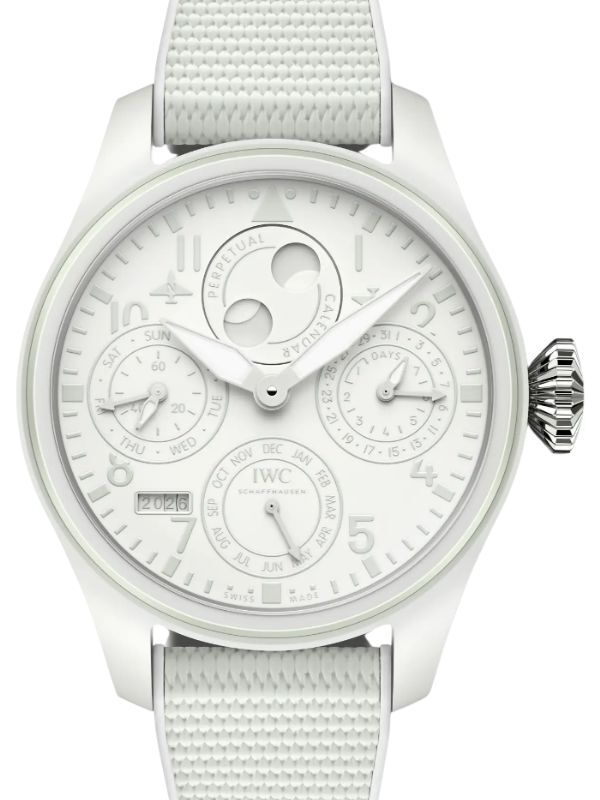 IWC Big Pilot's Watch Perpetual Calendar Ceralume Ceramic 46mm White Dial Rubber Strap IW505801