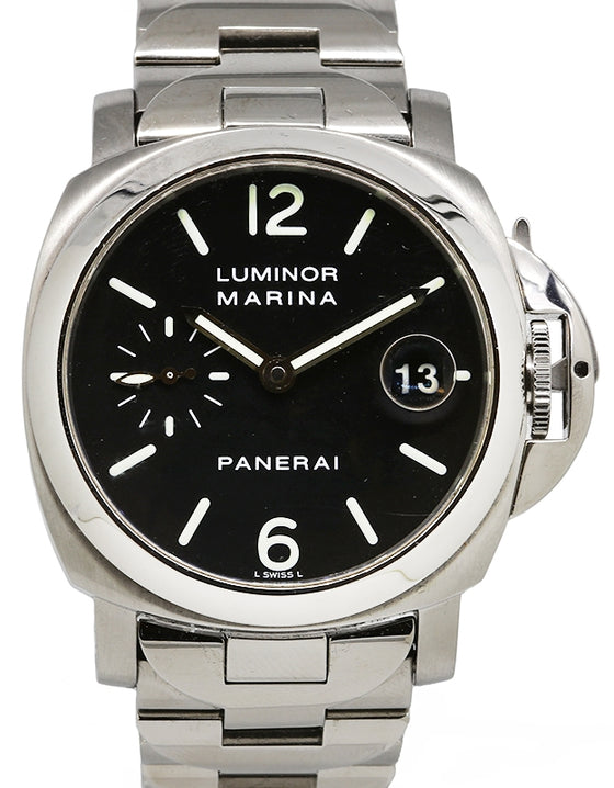 Panerai Luminor Marina Stainless Steel Black Dial Stainless Steel Bracelet 40mm PAM 50