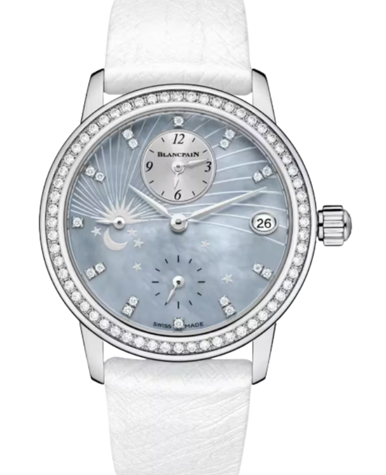 Blancpain Ladybird Double Fuseau Horaire White Gold 34mm Blue Mother of Pearl Dial 3760 1954L 95A - BRAND NEW