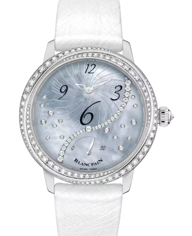 Blancpain Ladybird Heure Décentrée White Gold 36.8mm Blue Mother of Pearl Dial 3650A 3554L 58B - BRAND NEW