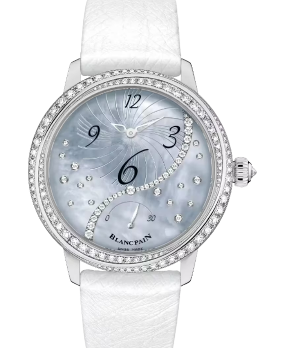 Blancpain Ladybird Heure Decentree White Gold 36.8mm Blue Mother of Pearl Dial 3650A 3554L 58B - BRAND NEW
